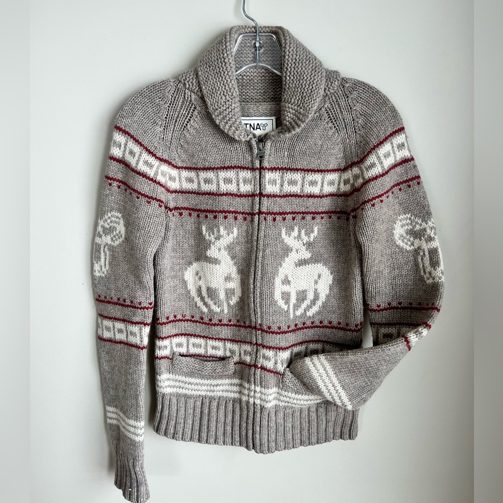 TNA Sea to Sky Lambswool Zip-Up Sweater
